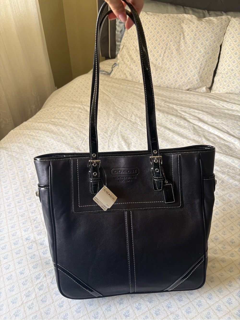 Coach Black Leather Tote Bag